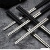 6 Pairs Reusable Stainless Steel Chopsticks Dishwasher Safe in Classic Style for Kitchen Dinner（black） - B07DLNPKS8